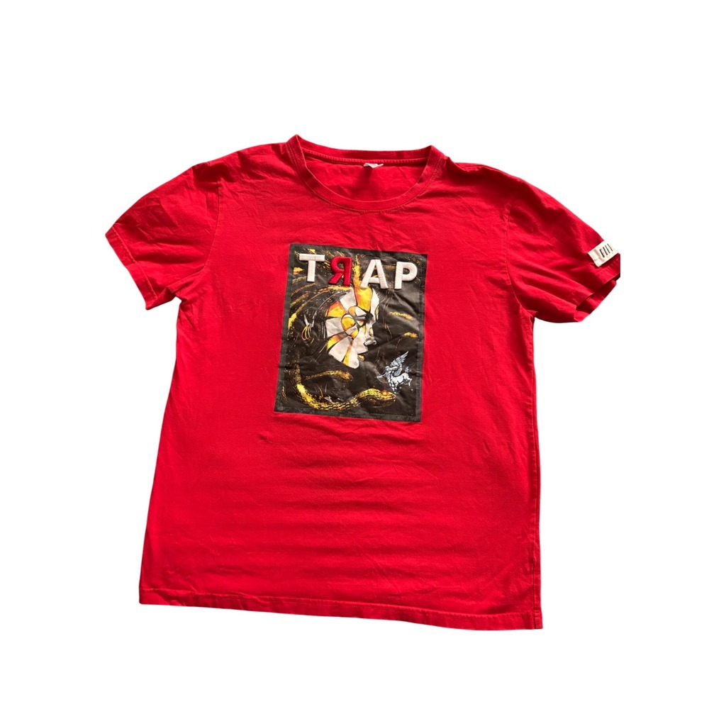 LOOP Red Graphic Print T Shirt XL Trap Art Pegasus Medusa Snake Short Sleeve